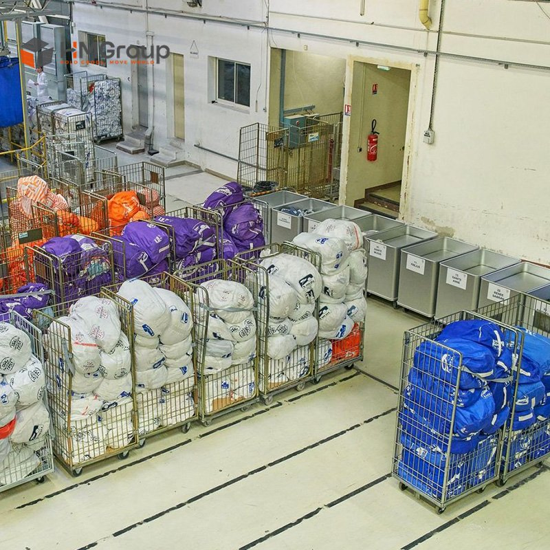 4 Sides Warehouse Logistics Steel Insulated Portable Foldable Laundry Trolley