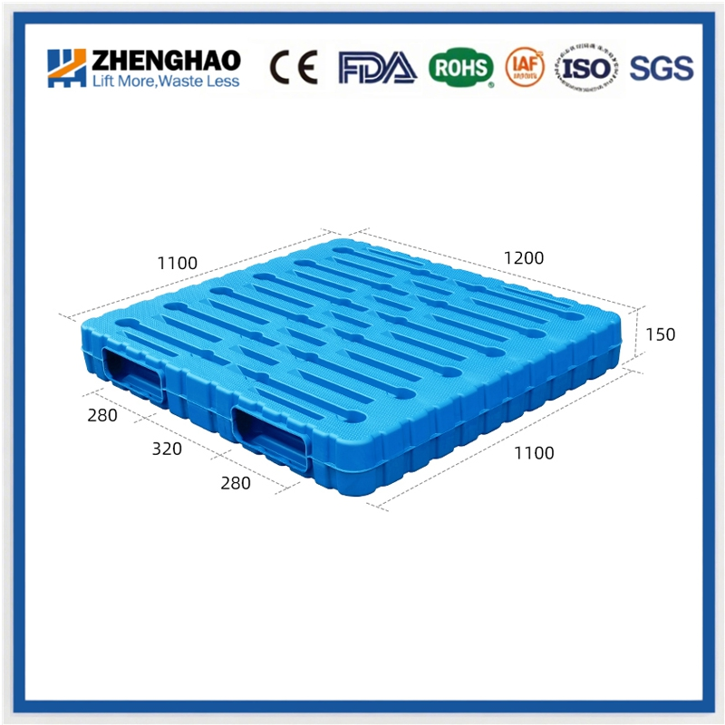 Blow Molding Double-Sided Plastic Pallet 1100× 1100mm Food Factory Wear-Resistant Impact Resistant Forklift Turnover Pallet