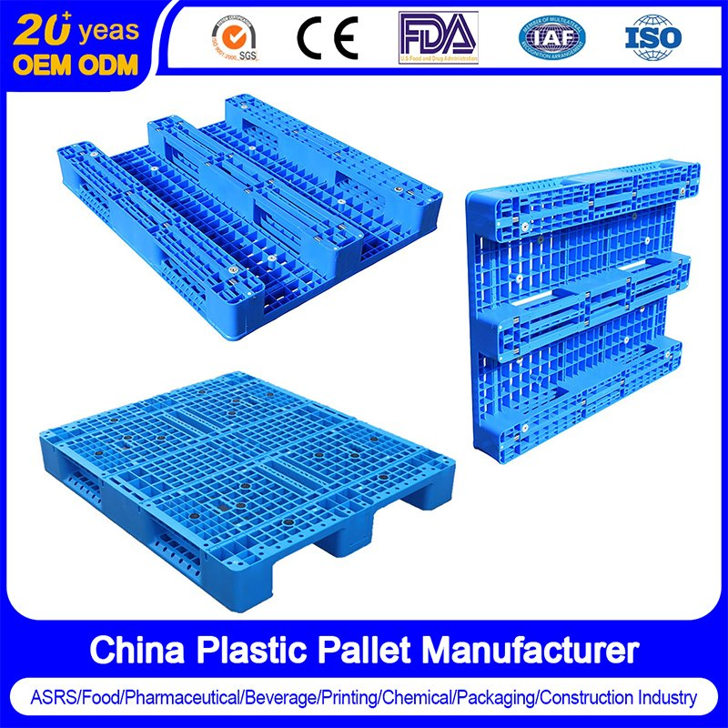China Plastic Pallet Manufacturer HDPE Heavy Duty Industrial Euro Rackable Stackable Spill One Way Export Hygienic Pallets for Logistics/Warehouse Storage/Rack