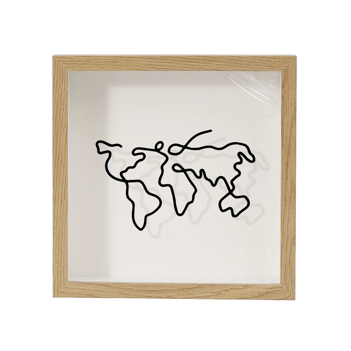 Natural Wood Shadow Box Frame Black &amp; White Print Slot with Iron for Travel Ticket Collection Photo Display &amp; Storage