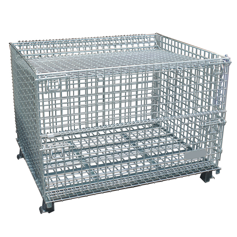 Stackable Pallet Cage Foldable Wire Cage Steel Pallet Container Wire Mesh Pallet Cage for Warehouse