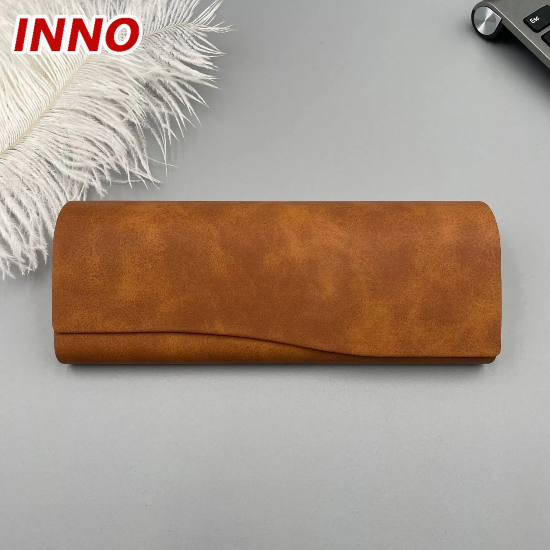 Inno-T170 Manufacturer Direct Selling Retro Marble Pattern PU Leather Iron Glasses Box; Free Custom Logo Eco-Friendly