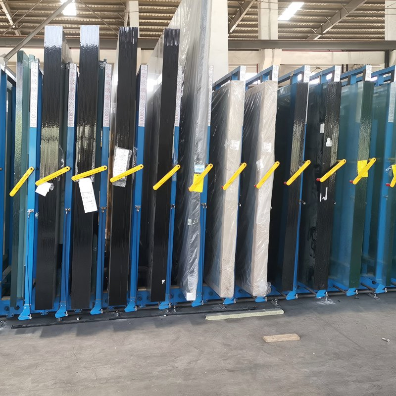 Space-Saving Mobile Glass Sheet Storage Rack for Efficient Organization