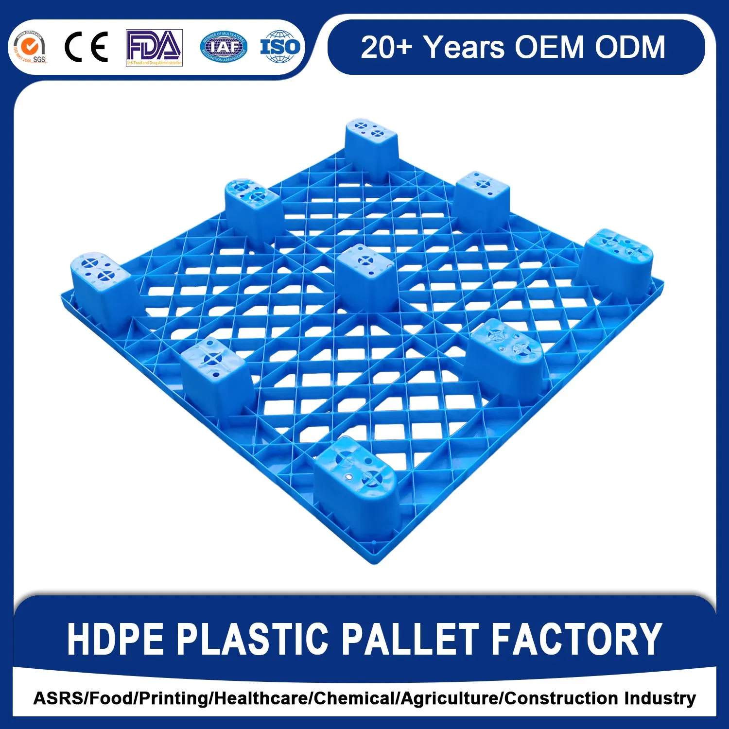 Euro Plastic HDPE Heavy Duty China Factory Good Quality Heavy Duty Layer Pad Sheet Forklift 9 Legs/ Runner Plastic Pallet