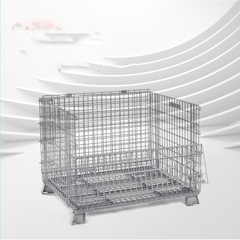 Heavy Duty Warehouse Portable Galvanized Folding Wire Mesh Pallet Storage Cage