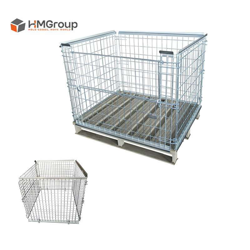 Medium Duty Storage Collapsible Steel Metal Pallet Cage for Wholesale