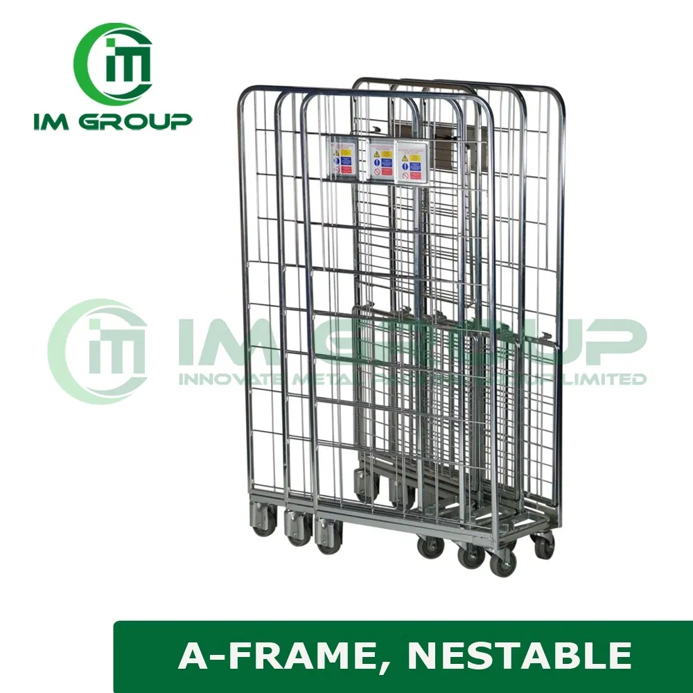 2 Sided a Frame Nestable Mild Steel Warehouse Storage Roll Cage