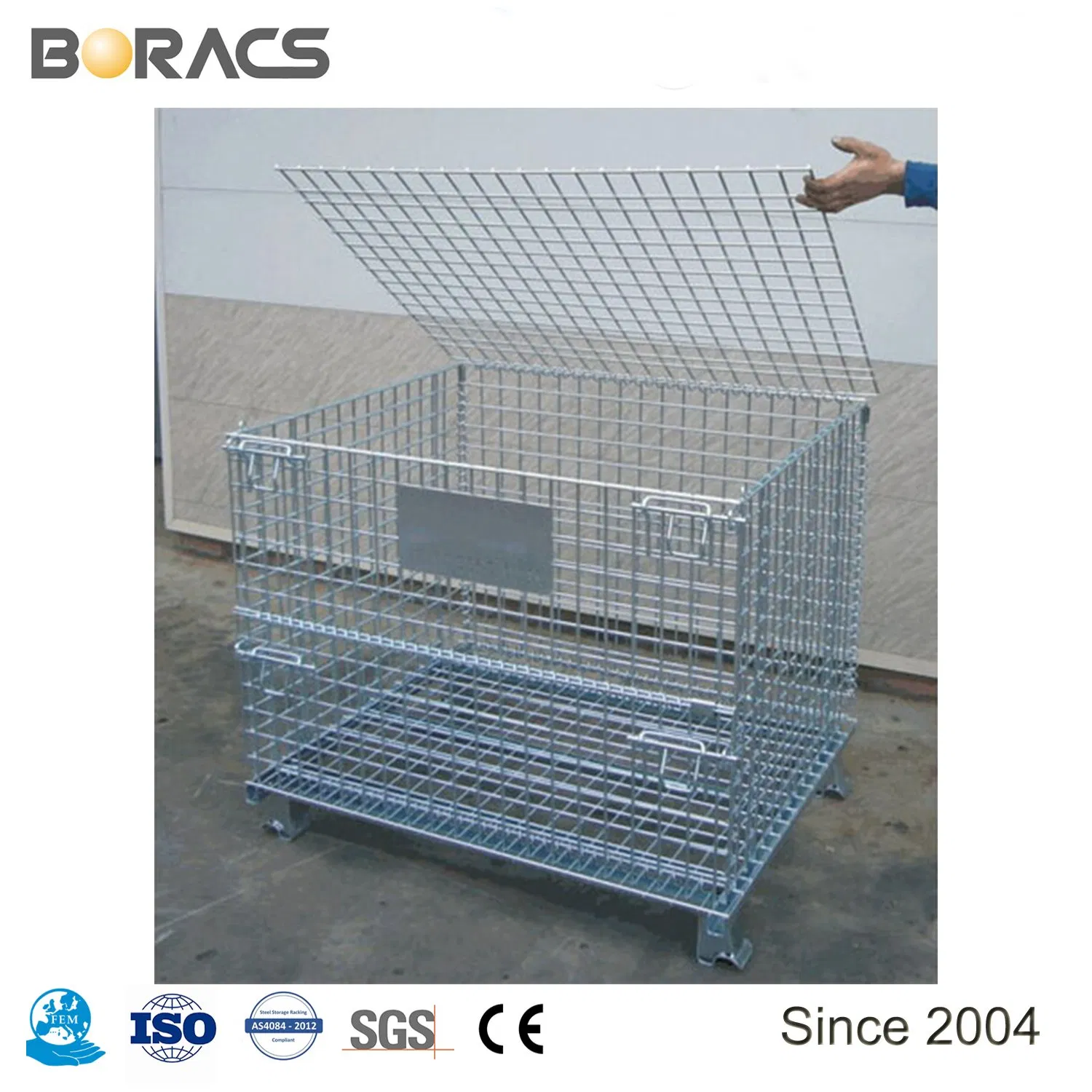 Heavy Duty OEM and ODM Q235 High Capacity Storage Warehouse Mesh Box Wire Cage/Metal Bin Storage Container