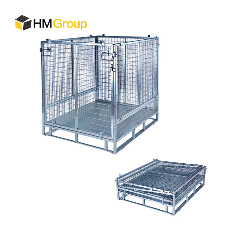 High Quality Galvanized Industrial Warehouse Folding Steel Mesh Pallet Stillage
