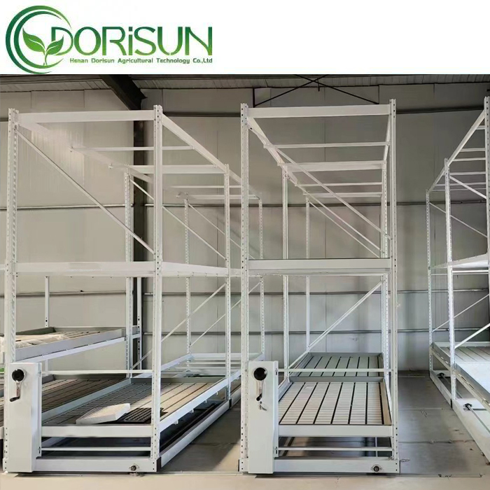 Mobile Storage System Nursery Flower Two Tier 4X8FT Grow Rack Vertical Farming