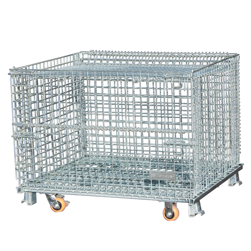 Storage Cage Collapsible Galvanized Wire Mesh Cages Steel Metal Weld Logistic Steel Storage Containers with Lid
