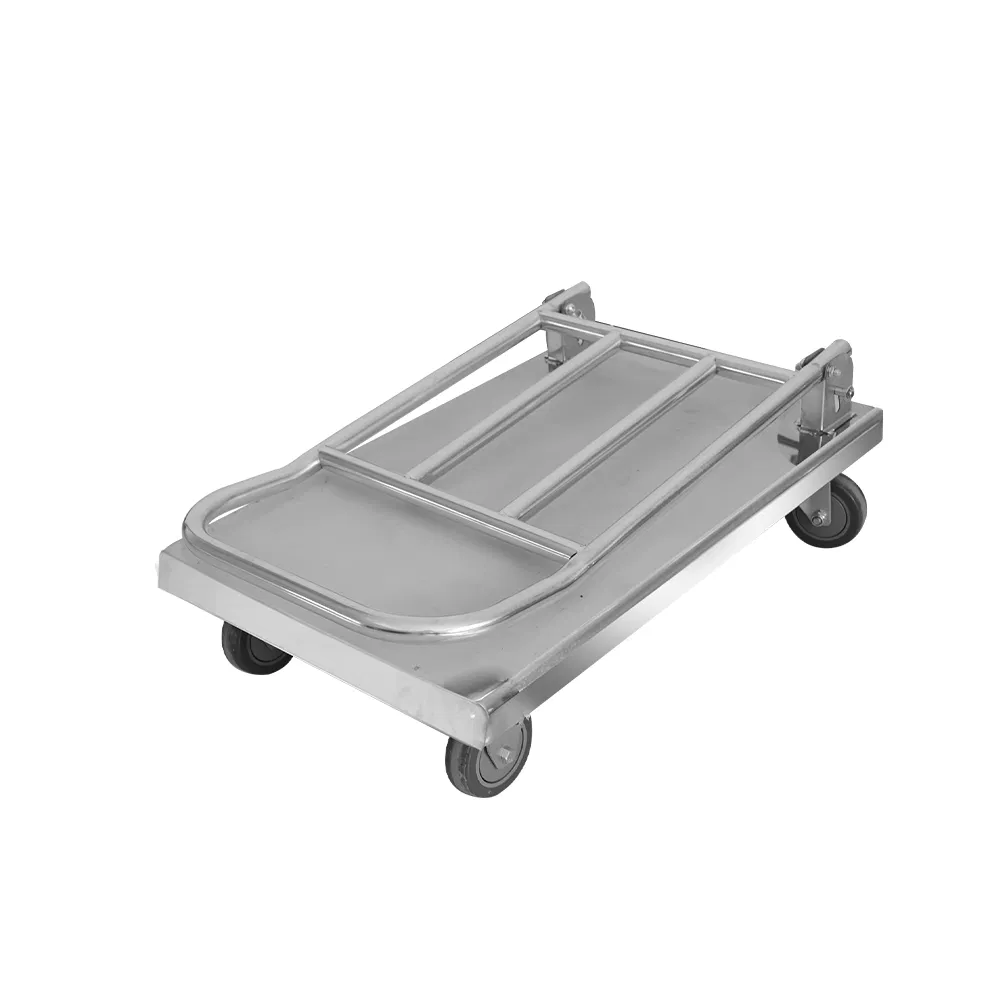 Foldable Catering Transport Stainless Steel Flat Dolly with Push Handle