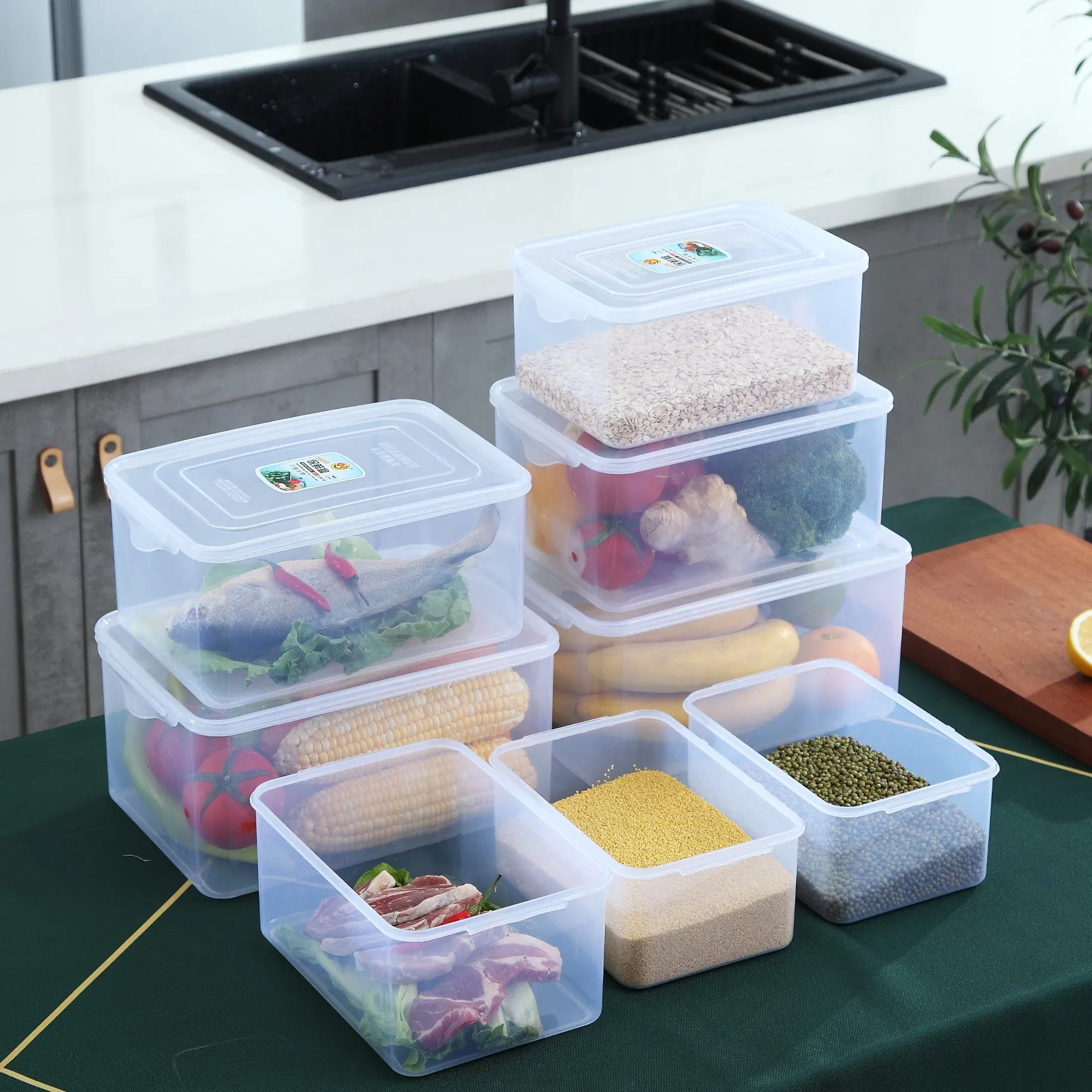 Transparent Plastic Container Kitchenware Food Packaging Box Stackable Storage Container for Kitchen