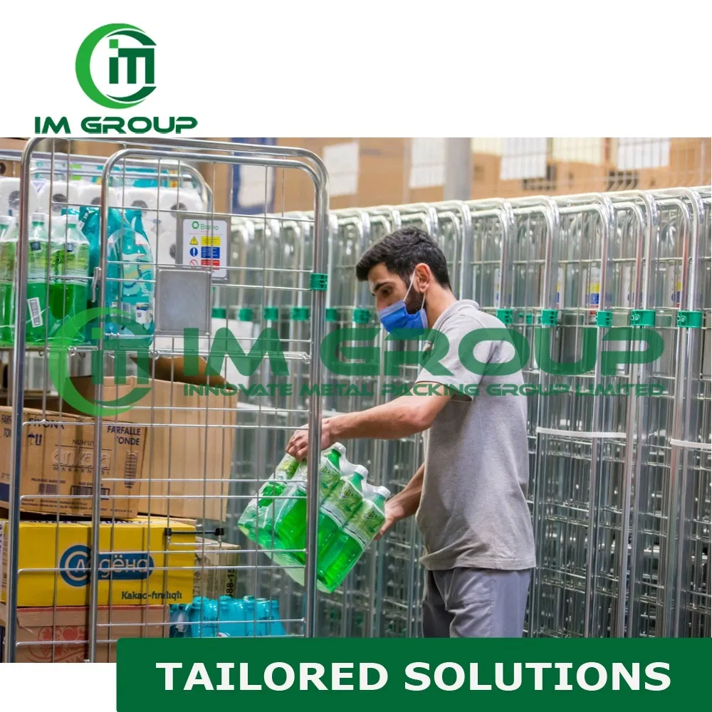 Three Side Logistic 4 Wheel Collapsible Folding Trolleys with Shelves