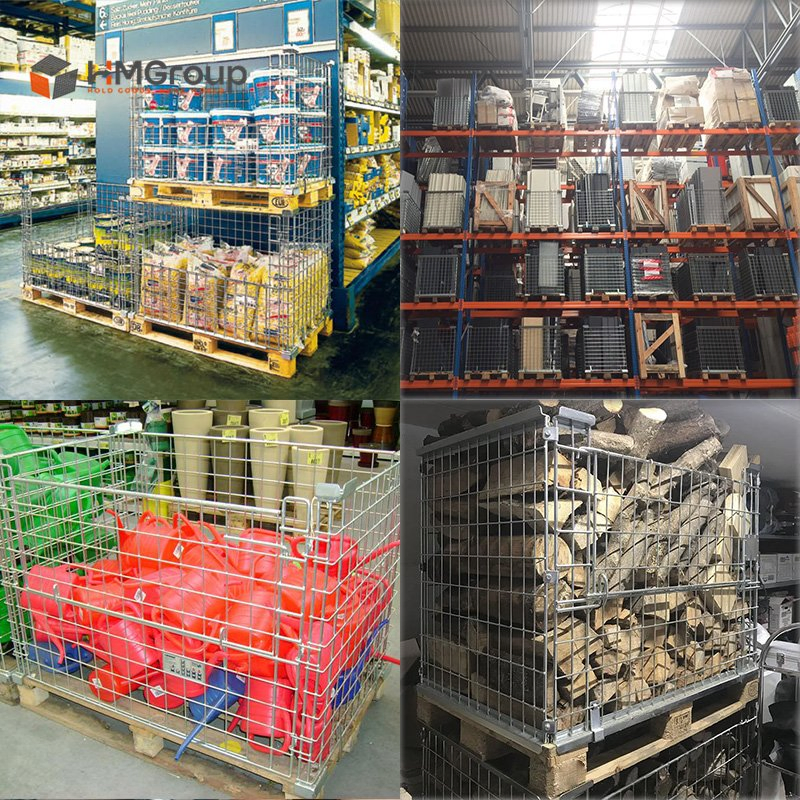 Medium Duty Storage Collapsible Steel Metal Pallet Cage for Wholesale