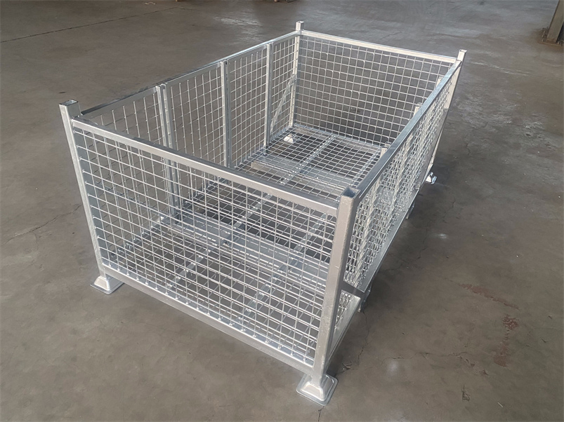 Foldable Cold Galvanized Wire Mesh Stillage/Cage for Warehouse Storage