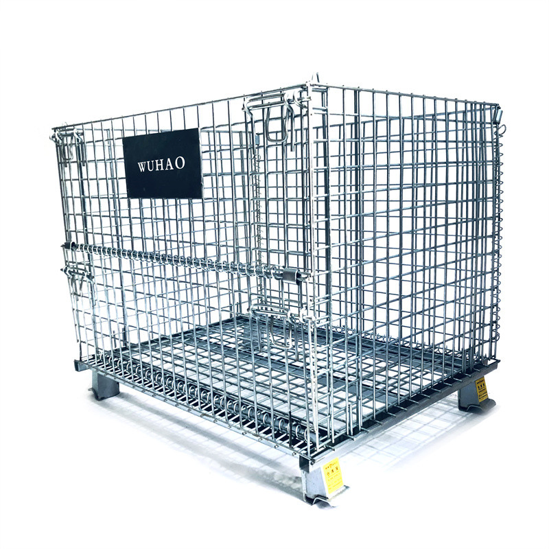 Customized Wire Steel Folding Warehouse Cage Logistics Mesh Container for Parts Storage