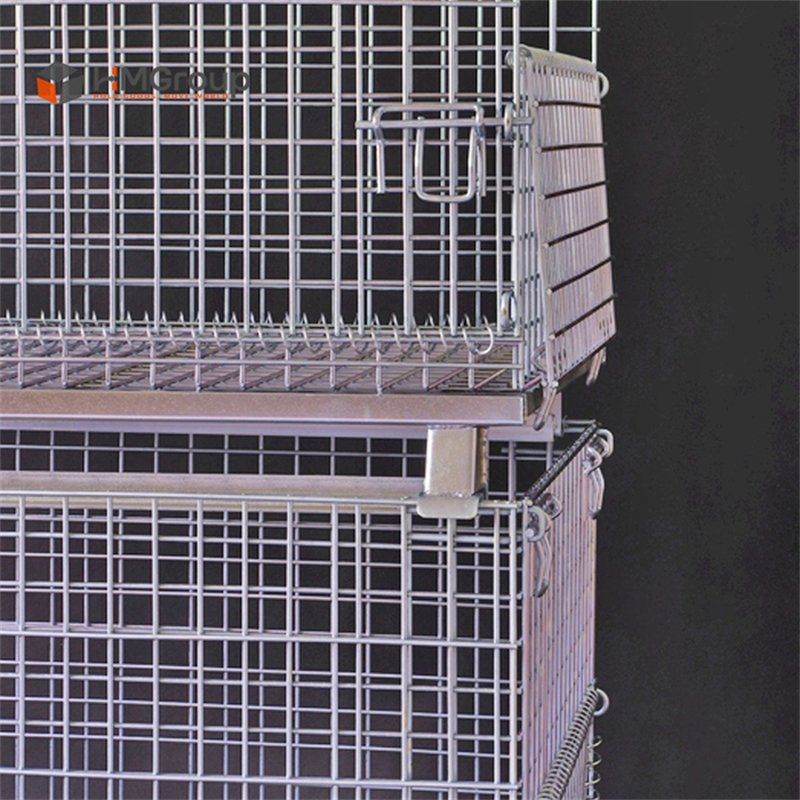 Welded Galvanized Collapsible Stackable Storage Heavy Duty Portable Shipping Steel Wire Mesh Cage Containers