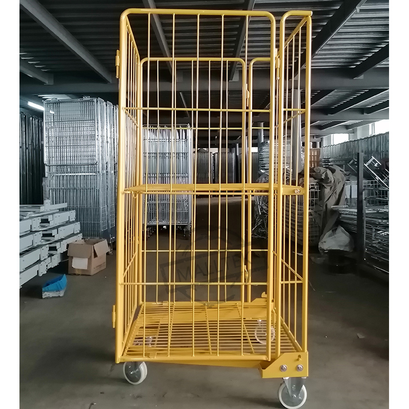 Steel Wire Folding Rolling Trolley Tool Cart for Warehouse Logistic Workshop