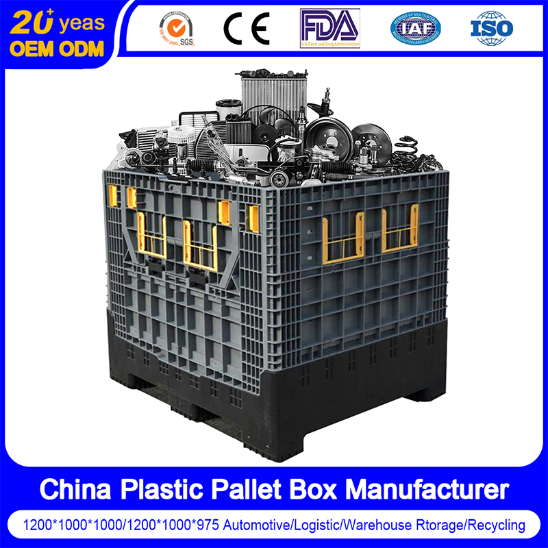 Large Bulk Heavy Duty Large Stackable Folding Collapsible Bulk Plastic Pallet Foldable Box/Bin 800X600 Container for Storage