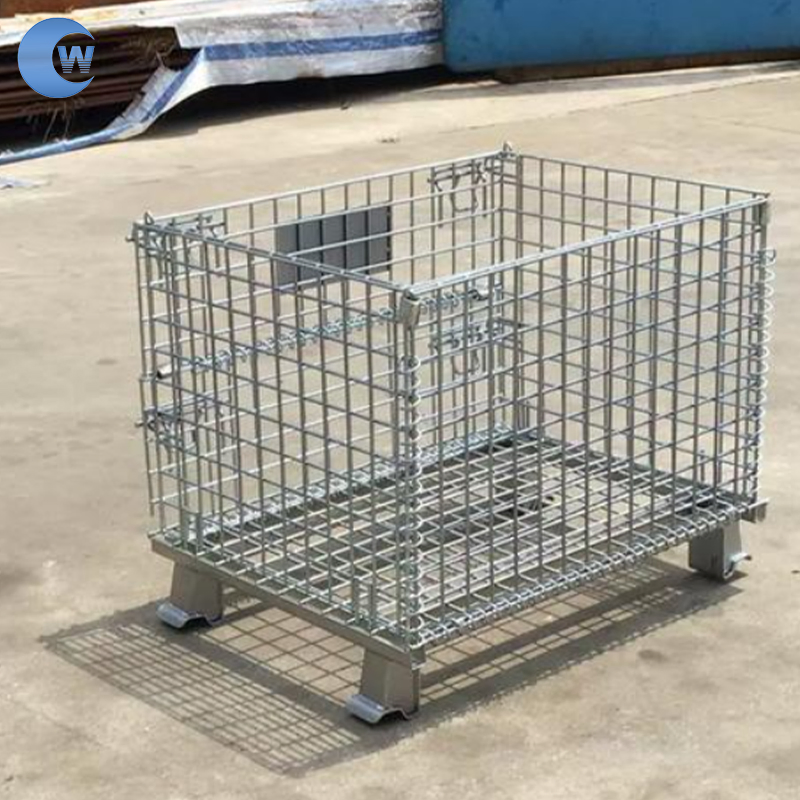 Folding Wire Mesh Galvanized Storage Metal Firewood Cage
