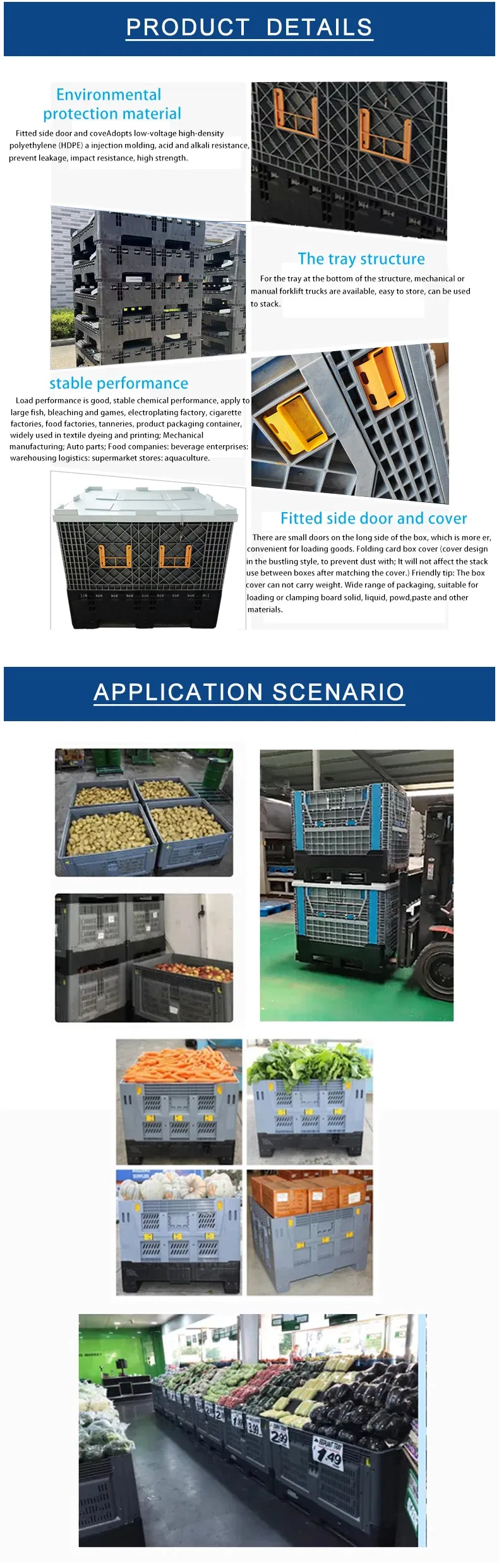 Folding Agricultural Plastic Pallet Storage