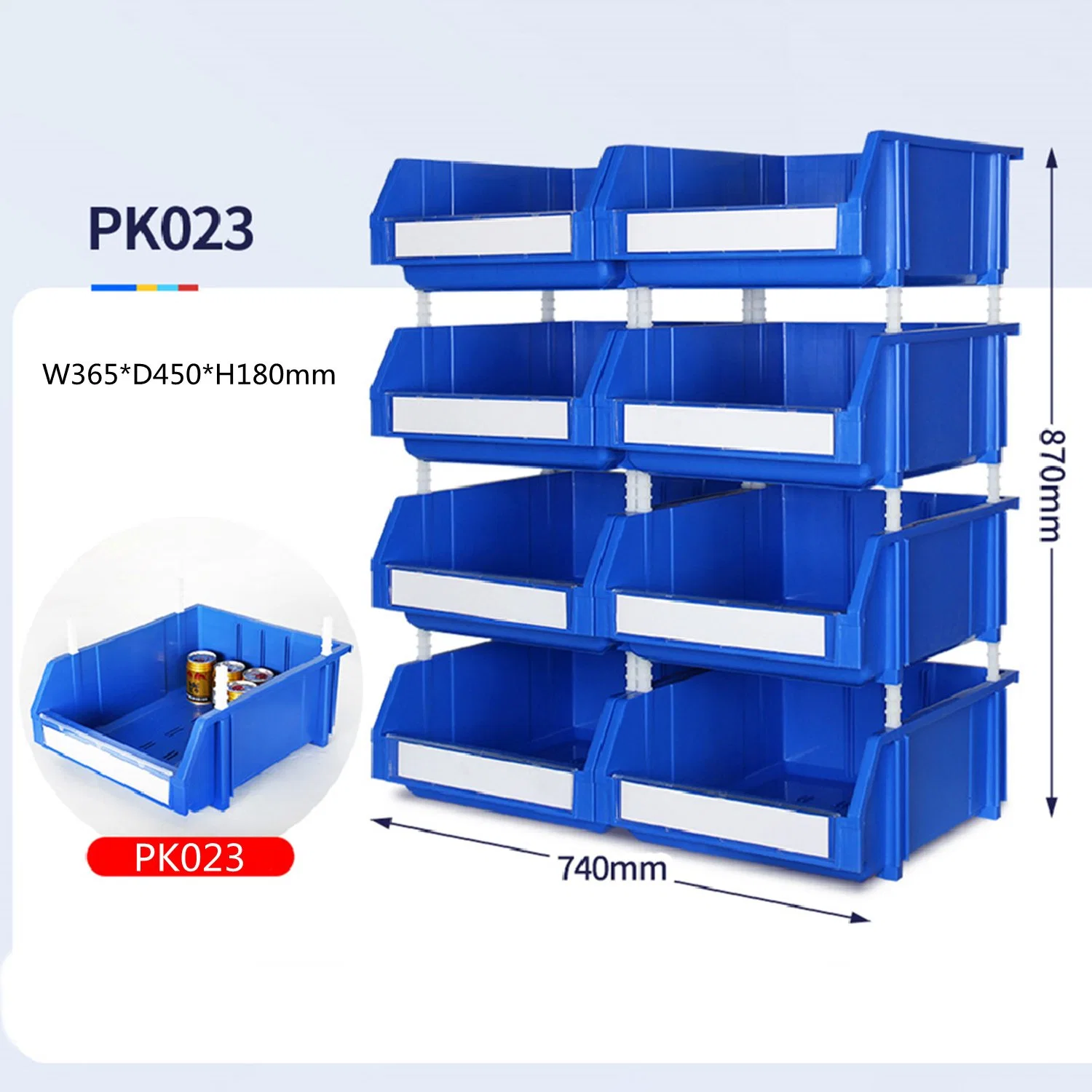Warehouse Industrial Plastic Spare Parts Stackable Storage Bin for Tool and Hardware