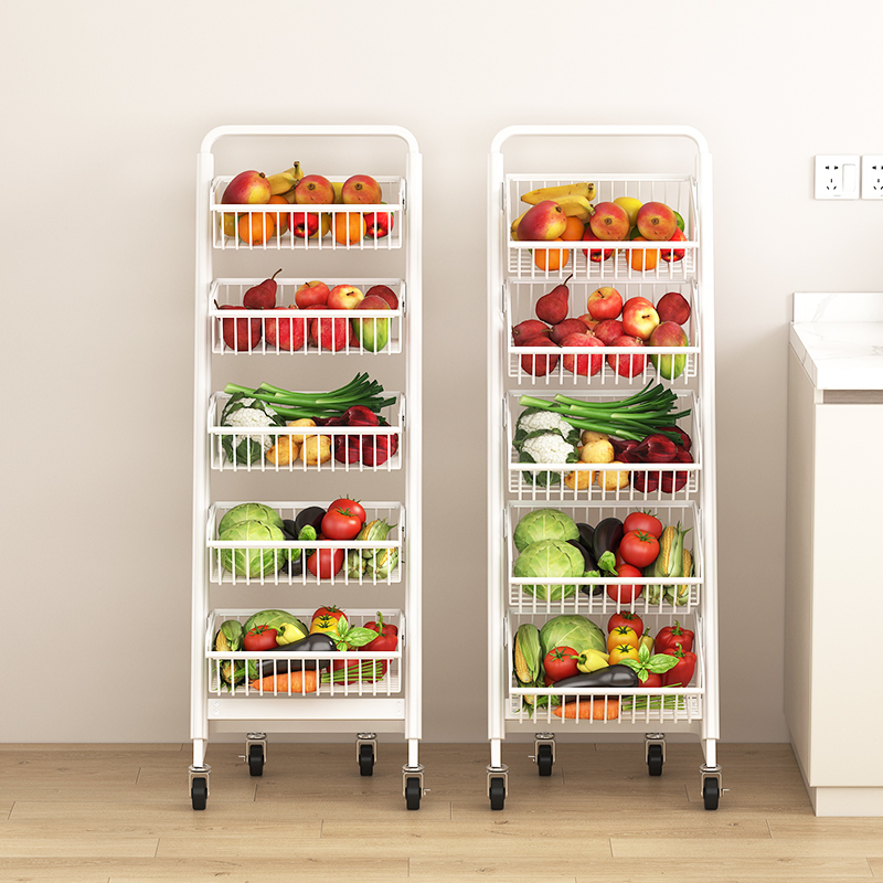 High Quality Metal Kitchen Mobile Fruit and Vegetable Basket Storage Rack