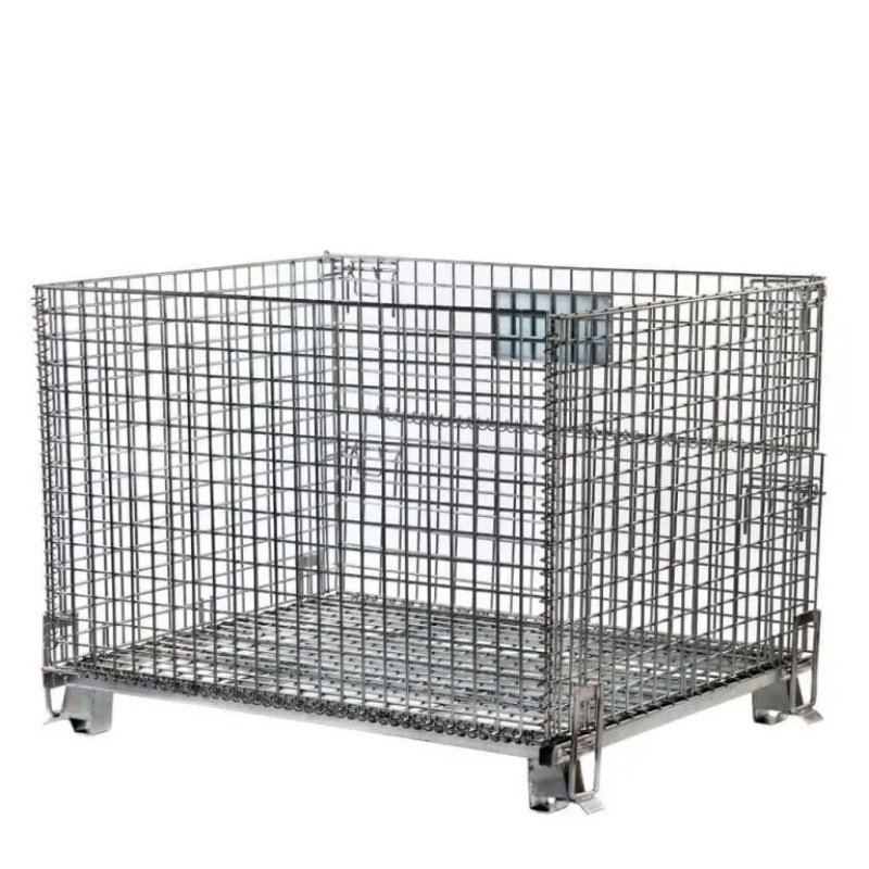 Hsj Heavy Duty 1500kg 1200*1000*1000mm Heavy Duty Foldable Collapsible Container/ Pallet Boxes Stackable Mesh Storage Cages Pallet