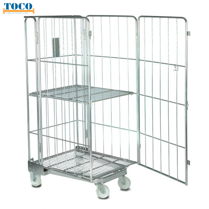 Galvanized Hand Trolley Logistic Trolley with Strap for 3pl
