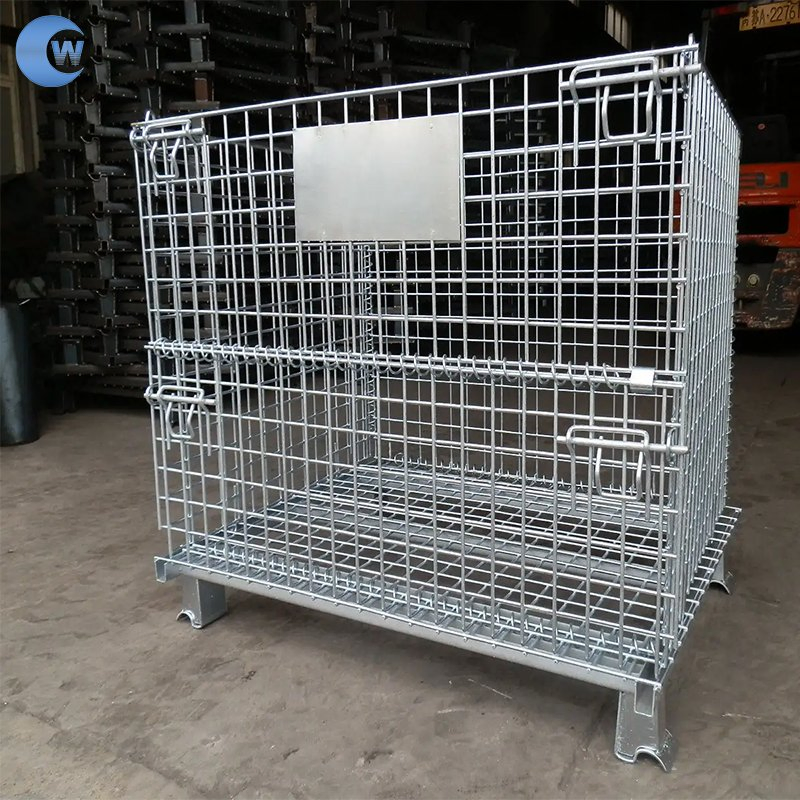 Folding Wire Mesh Galvanized Storage Metal Firewood Cage