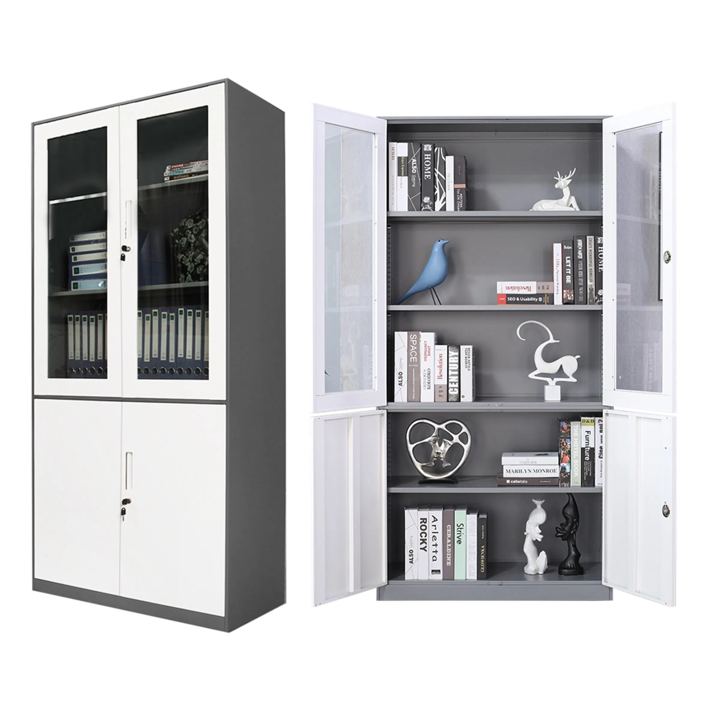 Metal Glass Door Cupboard Steel Office Furniture File Storage Cabinet