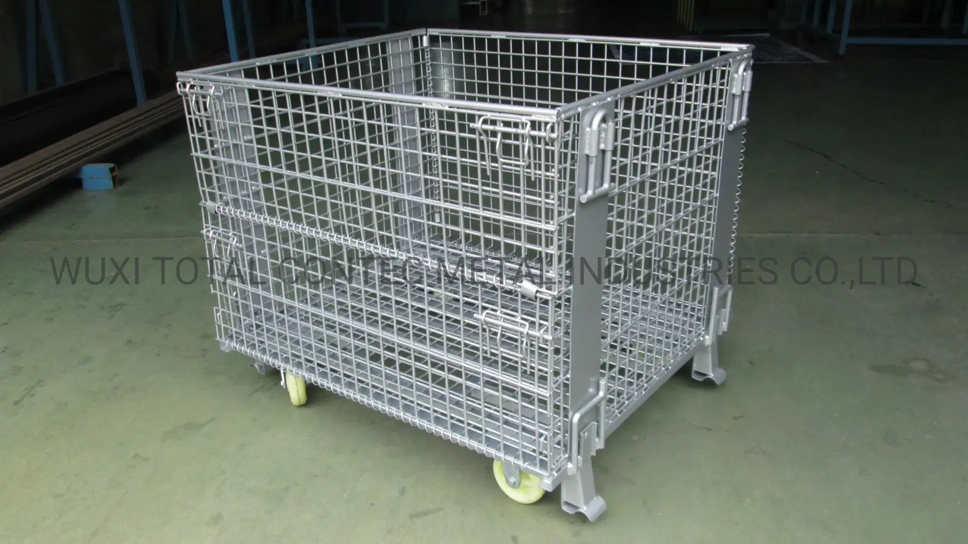 Heavy Duty Galvanized Stackable and Foldable Wire Mesh Cage Steel Stillage for Warehouse Storage Transportation