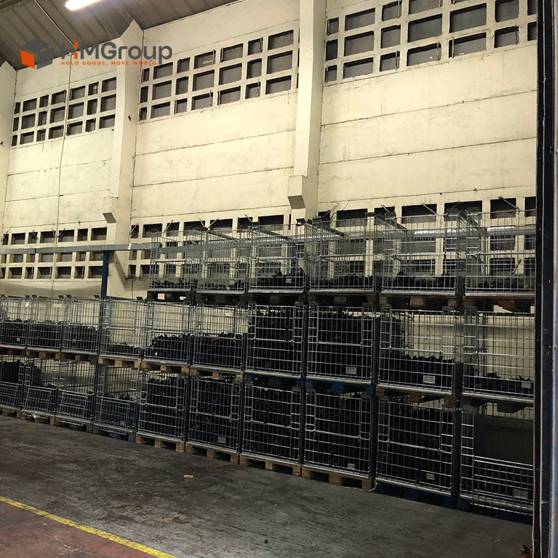 Warehouse Storage Transport Galvanized Welded Wire Mesh Collapsible Pallet Cages