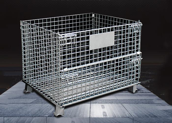 High Storage Capacity Metal Storage Cage Rolling Wire Mesh Pallet Containers