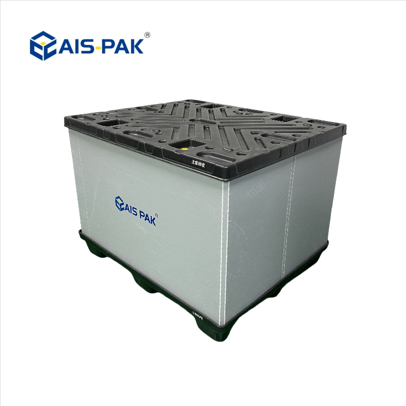 Logistics Reusable Returnable Plastic Large Bulk Foldable Collapsible Warehouse Shipping Storage Pallet Sleeve Container with Lid