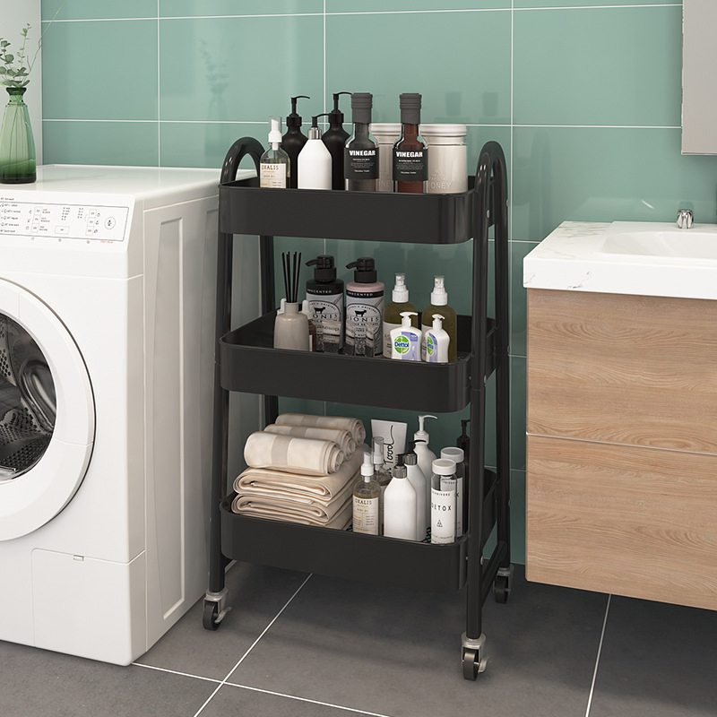 3-Tier Storage Rack with Wheels Metal Mobile Large Capacity Storage Container &amp; Shelf