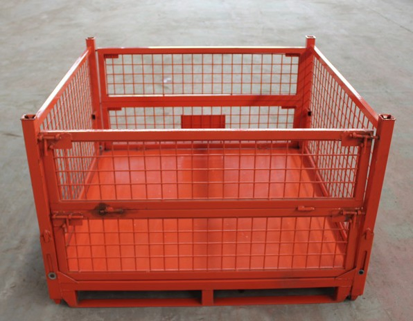 Stainless Welded China Steel Metal Mesh Storage Container Wire Cage Moving Stillage for Warehouse Storage