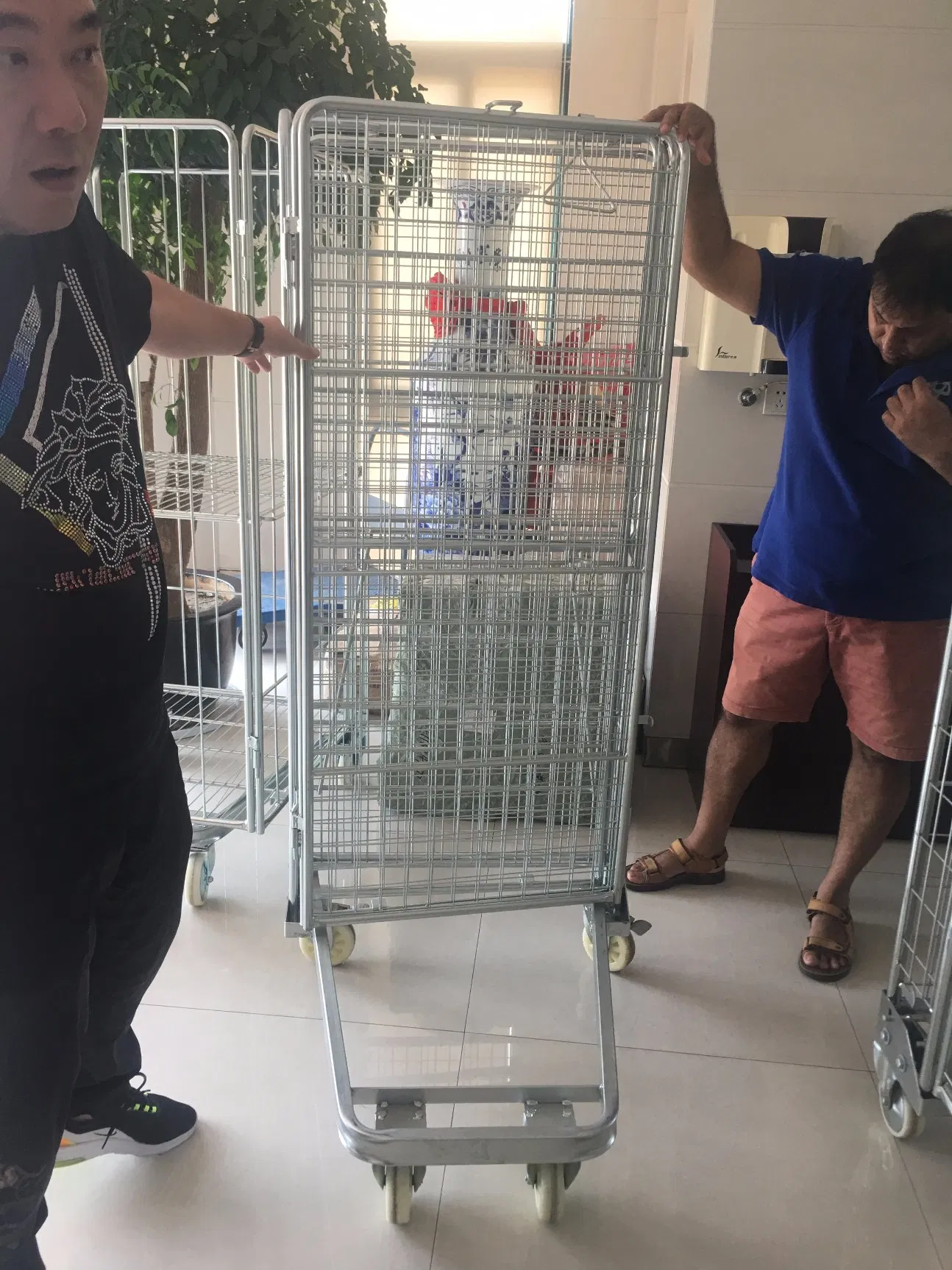 Folding Metal Logistics Rolling Container Security Warehouse Roll Cages Trolley