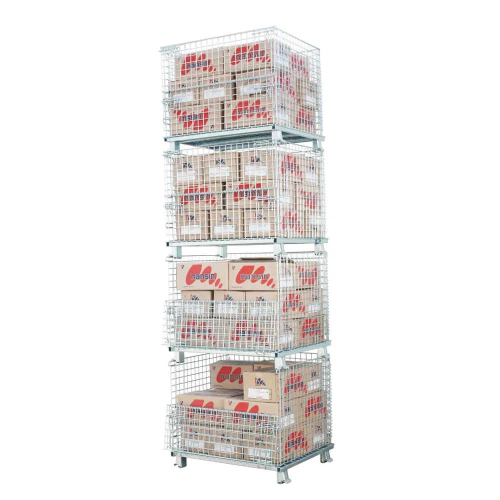 Stackable Pallet Cage Foldable Wire Cage Steel Pallet Container Wire Mesh Pallet Cage for Warehouse