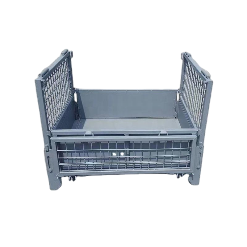 Foldable Stackable Metal Powder Coated Cage Gitterbox for Transportation Warehouse Storage