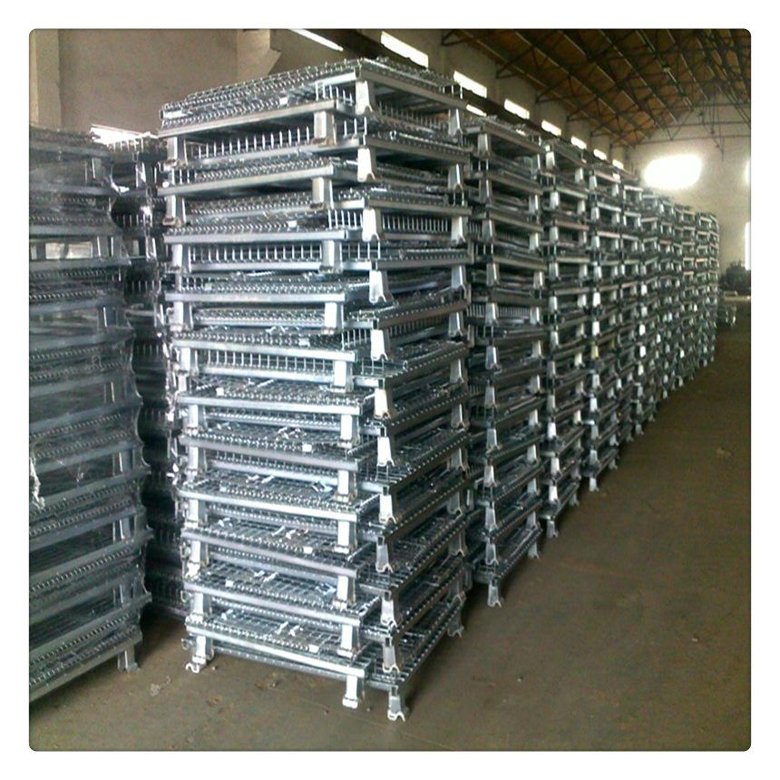 Stackable Folding Metal Wire Mesh Storage Cages Wire Mesh Container for Warehouse