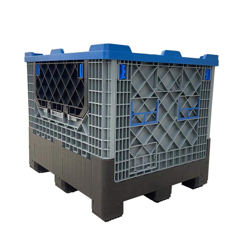 Wholesale Factory Directly Wheelies Vantilated Collapsible Foldable with Lid Stackable 3 Runners Pallet Container.