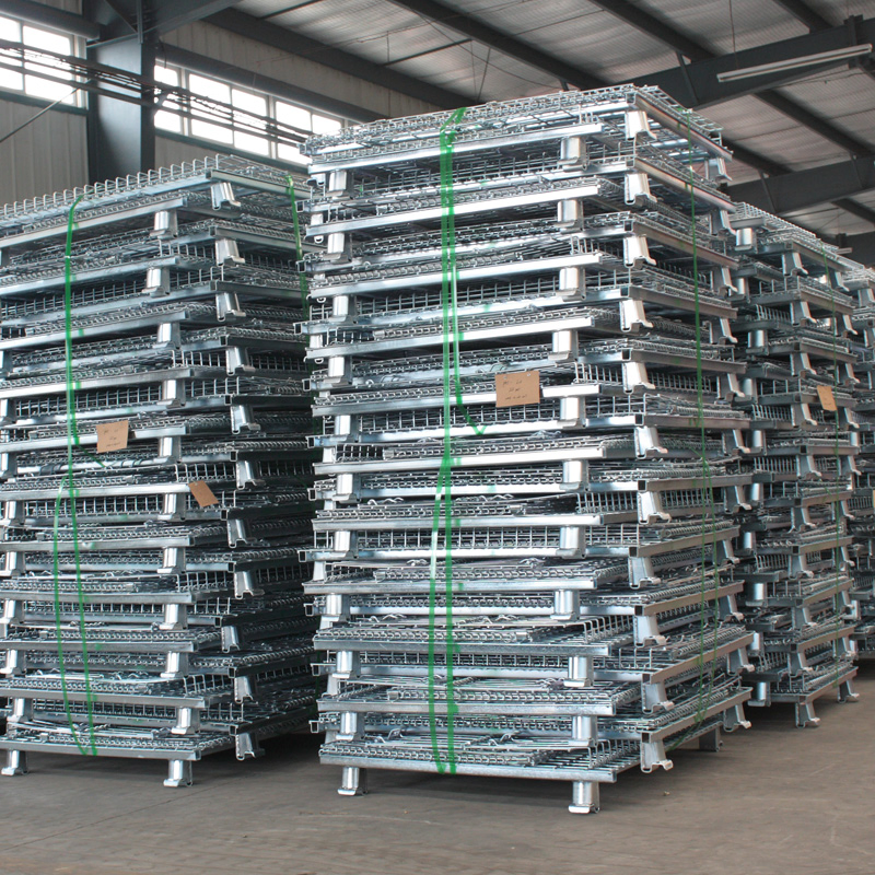 Half-Open Door Heavy Duty Folding Galvanized Steel Stacking Wire Mesh Containers