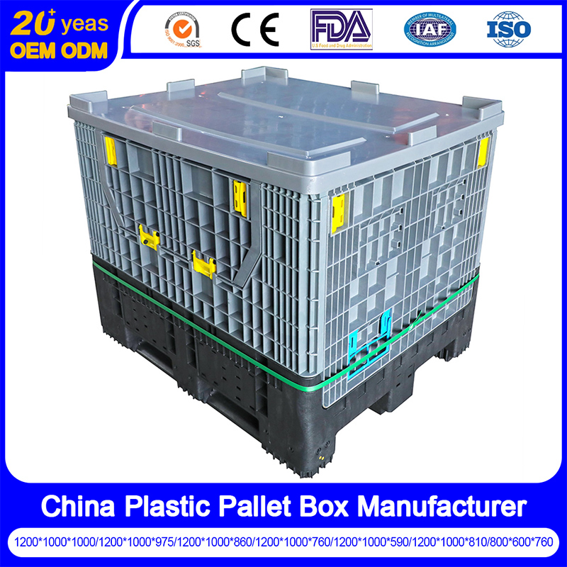 Large Bulk Heavy Duty Large Stackable Folding Collapsible Bulk Plastic Pallet Foldable Box/Bin 800X600 Container for Storage