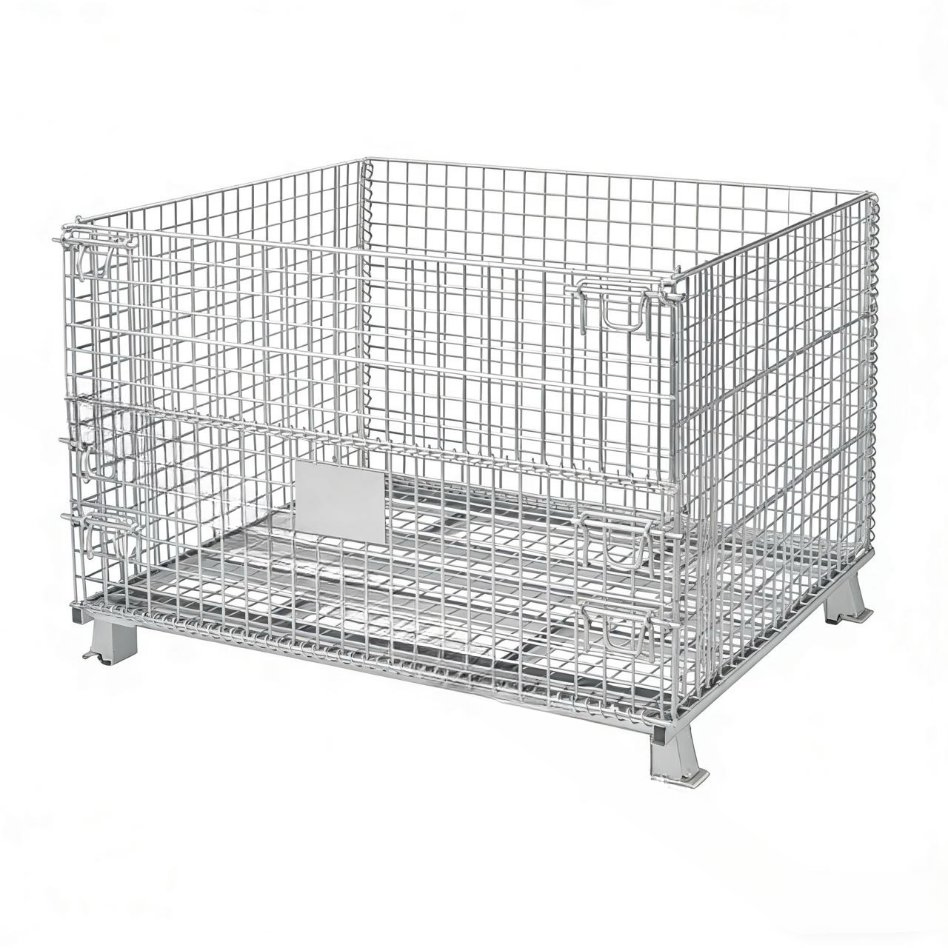 Foldable Galvanized Wire Mesh Roll Cage for Seasonal Goods Storage Solutions