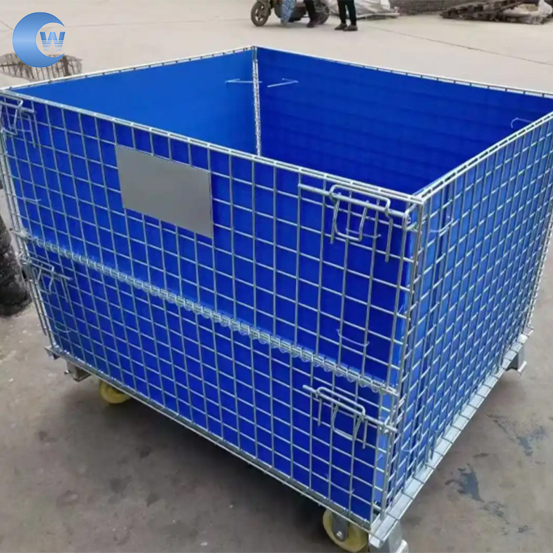 Folding Wire Mesh Galvanized Storage Metal Firewood Cage