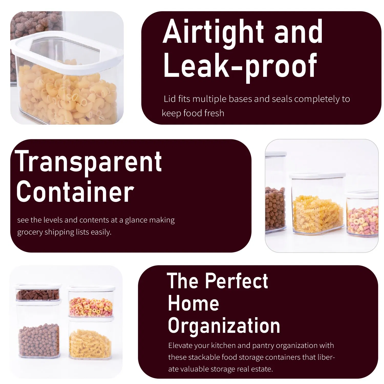 Airtight Food Storage Container with Lid Stackable Kitchen Storage Containers for Cereal Flour Sugar