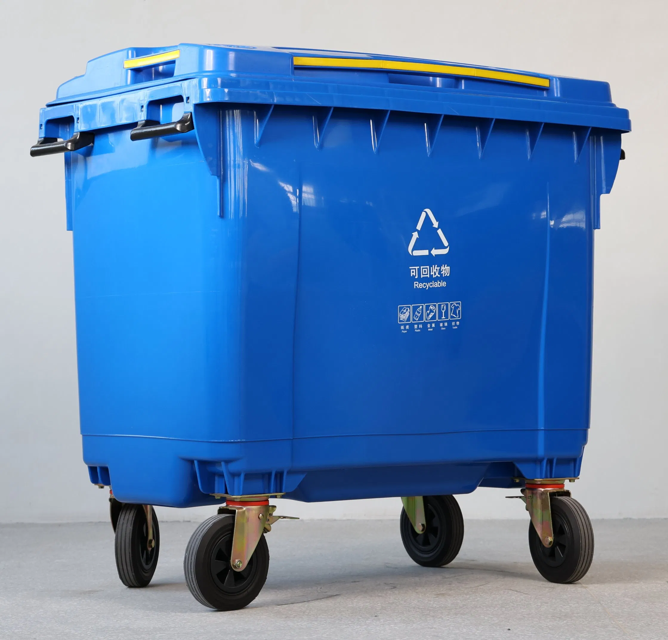 660L Logo Custom Large Big Size Outdoor Rolling Movable Plastic Dustbin Waste Container with Wheels