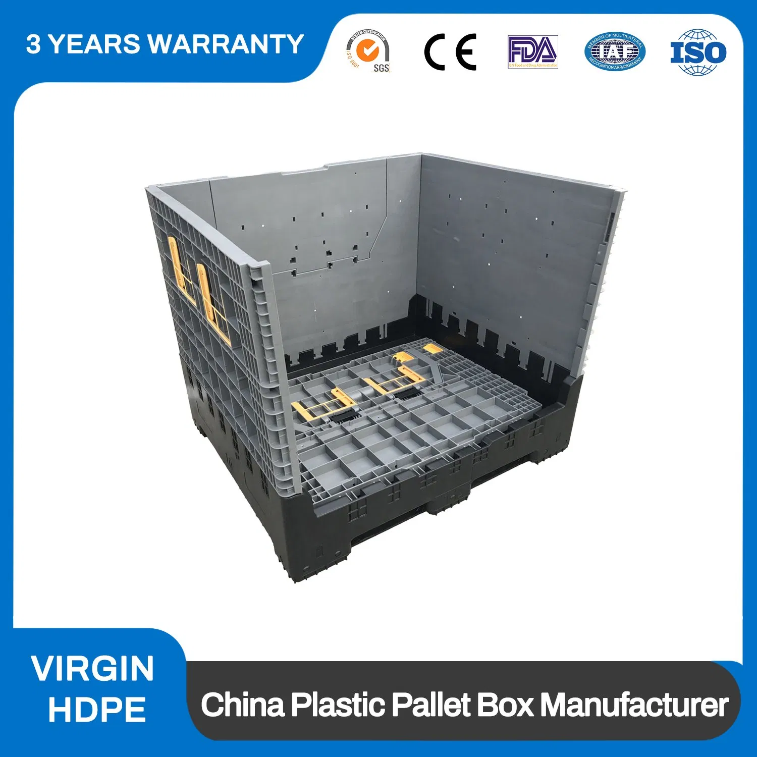 Heavy Duty Collapsible Design High Payload Plastic Pallet Bin for Agricultural Technology Storage 1680X1140X760mm